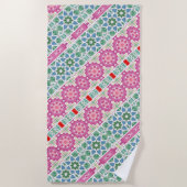 Boheems bloemmozaïekontwerp met Waterverf mozaïek Strandlaken (Voorkant)