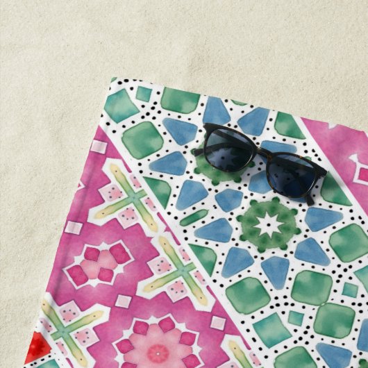 Boheems bloemmozaïekontwerp met Waterverf mozaïek Strandlaken (In situ)