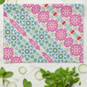 Boheems bloemmozaïekontwerp met Waterverf mozaïek Theedoek (Gevouwen)