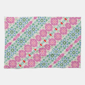 Boheems bloemmozaïekontwerp met Waterverf mozaïek Theedoek (Horizontaal)