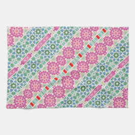 Boheems bloemmozaïekontwerp met Waterverf mozaïek Theedoek