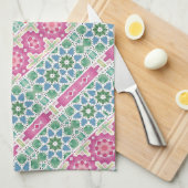 Boheems bloemmozaïekontwerp met Waterverf mozaïek Theedoek (Quarter Fold)