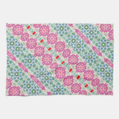 Boheems bloemmozaïekontwerp met Waterverf mozaïek Theedoek (Horizontaal)