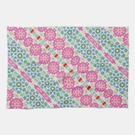 Boheems bloemmozaïekontwerp met Waterverf mozaïek Theedoek