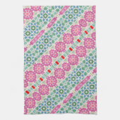 Boheems bloemmozaïekontwerp met Waterverf mozaïek Theedoek (Verticaal)