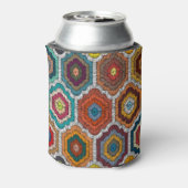 Boheems borduurwerk: Geometrische patchwork Blikjeskoeler (Blikje Achterkant)