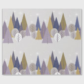 Boheems bos grijs en blauw, kerstmis cadeaupapier (Vlak)