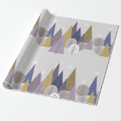 Boheems bos grijs en blauw, kerstmis cadeaupapier (Uitgerold)