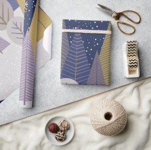 Boheems bos met zeeblauw, Kerstmis Cadeaupapier