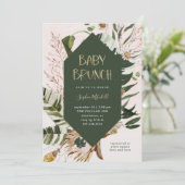 Boheems botanisch gras en pampagras | Baby Brunch Kaart (Staand voorkant)
