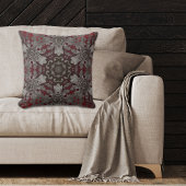  Boheems Bourgondisch rood grijs zwart patroon Kussen