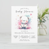 Boheems digitaal Beer Baby shower Kaart (Staand voorkant)