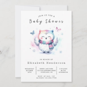 Boheems Elegant Uil Baby shower Kaart
