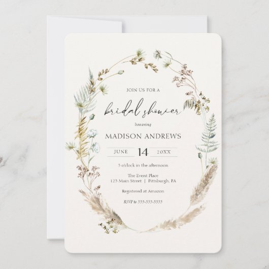 Boheems gedroogd boeket blauw Vrijgezellenfeest Kaart (Voorkant)