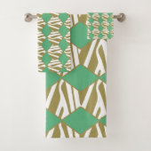 Boheems geometrisch wit, beige & turquoise bad handdoek (Insitu)