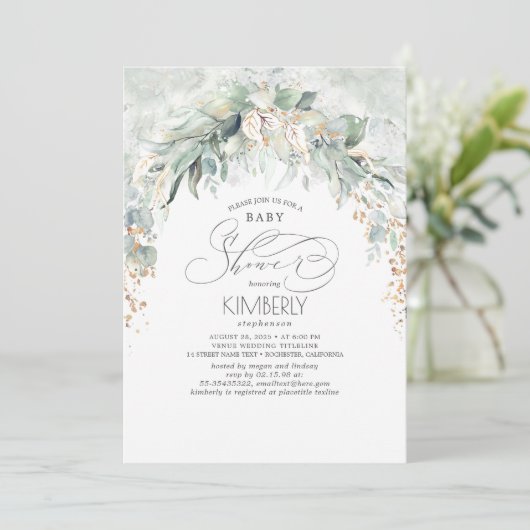 Boheems groen Romantisch Zomer Baby shower Kaart (Staand voorkant)