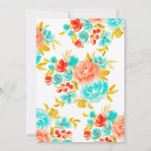 Boheems helderblauw oranje bloemig afstuderen kaart (Achterkant)