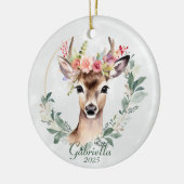 Boheems hert met bloemkroon keramisch ornament (Links)