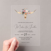 Boheems land Style Floral Bull Skull Weddenschap Acryl Uitnodigingen (Insitu (Draagbaar))