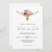 Boheems land Style Floral Bull Skull Weddenschap Kaart (Voorkant / Achterkant)