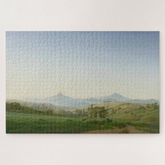 Boheems landschap met de berg Milleschauer Legpuzzel (Horizontaal)