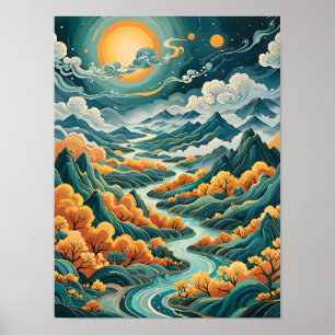 Boheems landschap - Serene stromende rivieren Poster