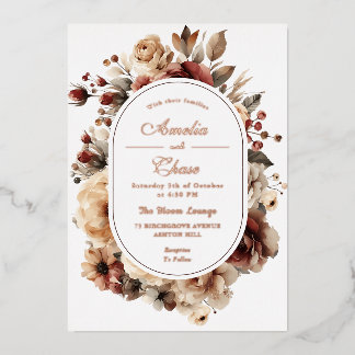 Boheems Lijst Floral Gold Wedding Folie Uitnodiging
