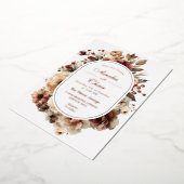 Boheems Lijst Floral Gold Wedding Folie Uitnodiging (Gedraaid)