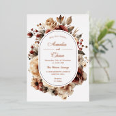 Boheems Lijst Floral Gold Wedding Folie Uitnodiging (Staand Voorkant)