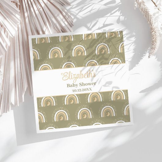 Boheems neutraal regenboog Baby shower Servet