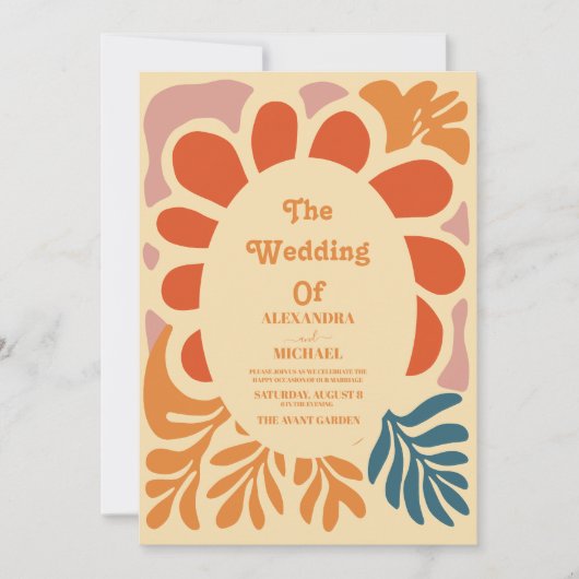  Boheems Retro Casual Bruiloft Kaart (Voorkant)