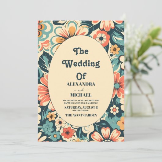 Boheems Retro Casual Bruiloft Kaart (Staand voorkant)