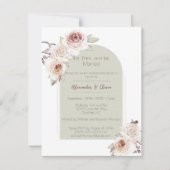 Boheems Roos Boog Huwelijksrepetitie Diner Kaart (Voorkant)