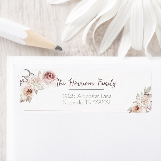 Boheems Roos Bruiloft Retouradres Etiket (Insitu)