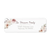 Boheems Roos Bruiloft Retouradres Etiket (Voorkant)