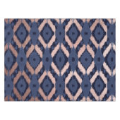 Boheems Roos Gold Navy Blue Ikat Pattern Tafelkleed (Voorkant (Horizontaal))