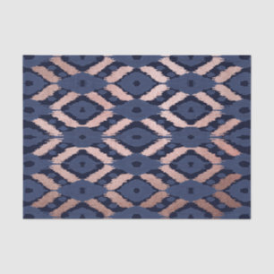Boheems Roos Gold Navy Blue Ikat Pattern Tissuepapier