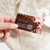 Boheems Roos Rustiek Houten Huwelijk QR Code RSVP Informatiekaartje