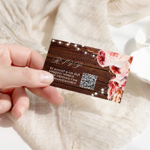 Boheems Roos Rustiek Houten Huwelijk QR Code RSVP