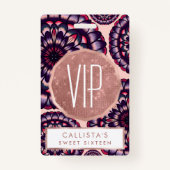 Boheems Roze Paarse Geschilderde Acrylbloemen Badge (Voorkant)