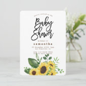 Boheems Rustiek Zonnebloem Baby shower Kaart (Staand voorkant)