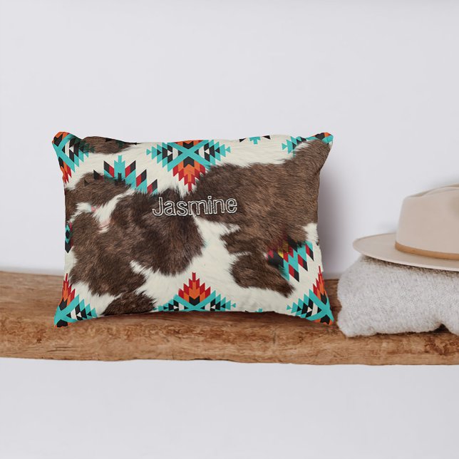  Boheems rustiek Zuid-Western Koeienhuid Accent Kussen (Creator heeft geüpload)