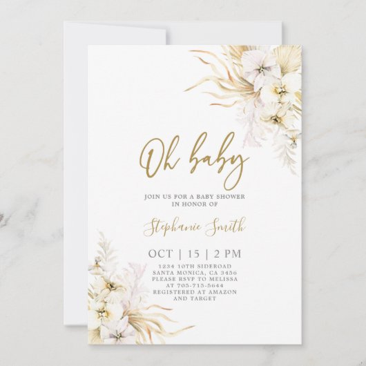 Boheems Tropisch Baby shower Meisje Uitnodiging (Voorkant)