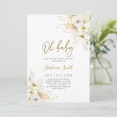 Boheems Tropisch Baby shower Meisje Uitnodiging (Staand voorkant)