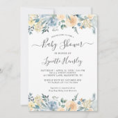 Boheems Vanille Blauw Bloemen Baby shower Kaart (Voorkant)