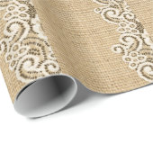 Boheems Western land: bijtende burlap en kant Cadeaupapier (Rol Hoek)