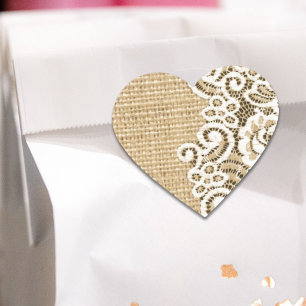 Boheems Western land: bijtende burlap en kant Hart Sticker