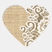 Boheems Western land: bijtende burlap en kant Hart Sticker (Voorkant)