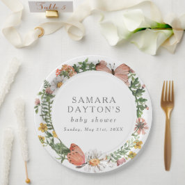 Boheems Wildflower Butterfly Baby shower Papieren Bordje