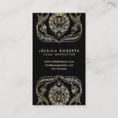 Boheems Zwart Goud Look Modern Floral Visitekaartje (Achterkant)